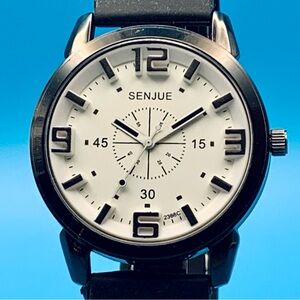 SENJUE 2366C Men’s Sport Quartz Wristwatch Rubber Strap Working New Battery